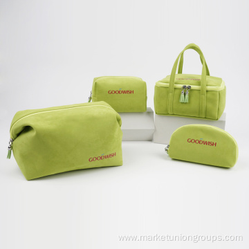 Custom Wholesale Beauty Square Velvet Portable Cosmetic Makeup Bag
